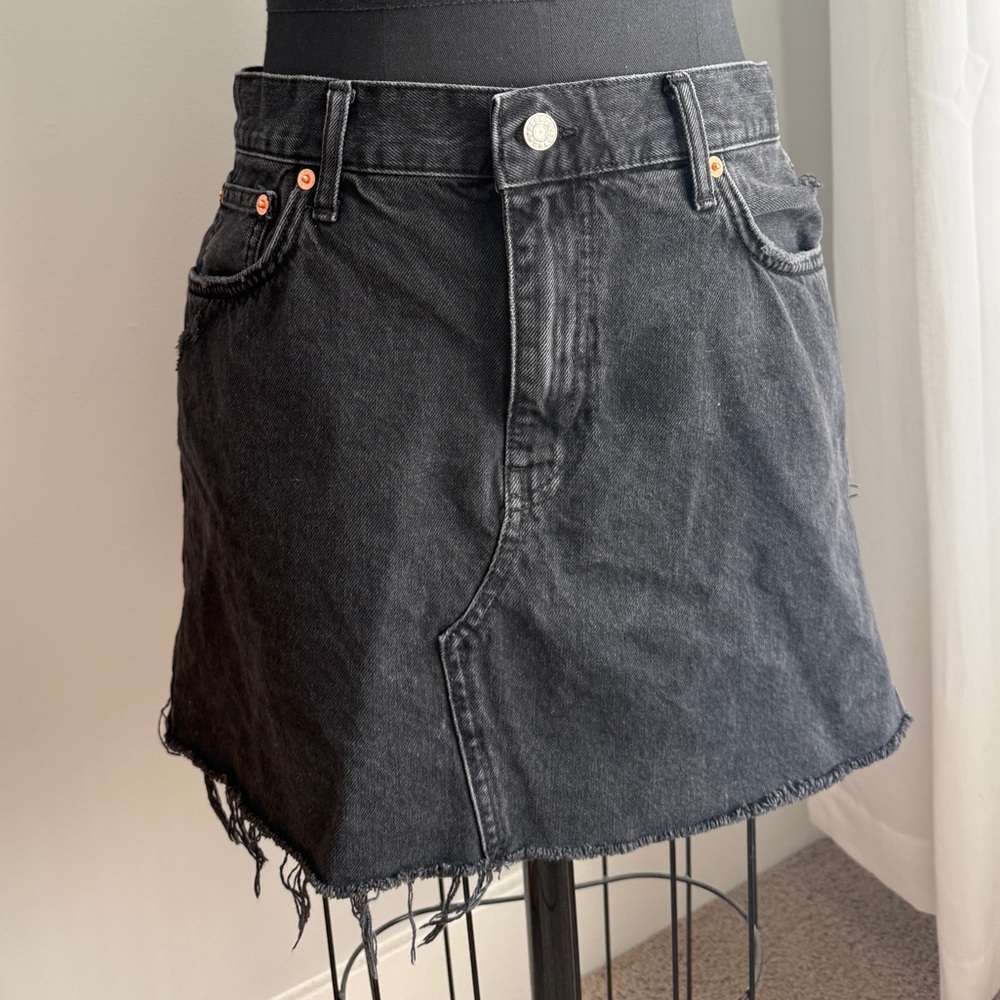 Mango Charcoal Denim Skirt